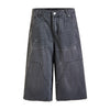 MADEEXTREME Washed and Damaged Old Cat Whisker Cropped Pants Denim Shorts