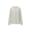 Old Money Waffle Henry Collar Contrast Color Neutral Loose Casual Long Sleeve