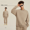 BE Men's Solid Color Fleece Thickened Crew Neck Casual Sweatshirt